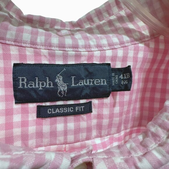 Ralph Lauren Classic Fit Shirt Mens 4XB Pink Gingham Check Logo Pony Preppy - Picture 3 of 5